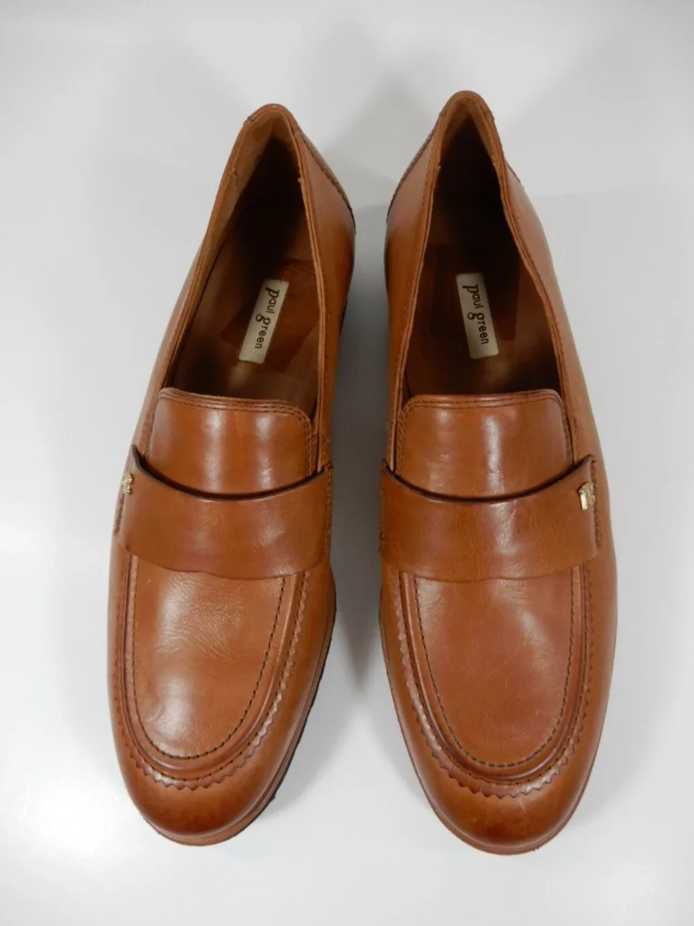 Paul Green Wheaton Flat Loafers Shoes Size 8 Cognac Brown Leather NEW